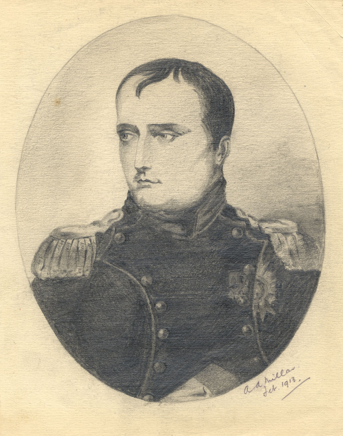 A A Millar Portrait De Napoleon Bonaparte Original 1913 Dessin Graphite Ebay